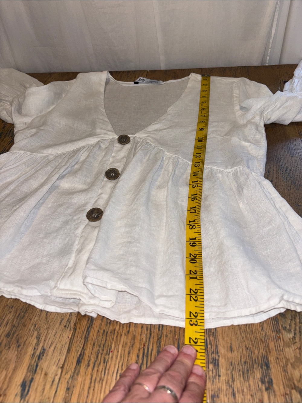 ZARA White Linen Blend Peplum Blouse – Size S - Picture 9 of 9